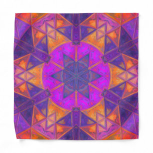 Mosaic Kaleidoscope Flower Purple Pink and Yellow Bandana