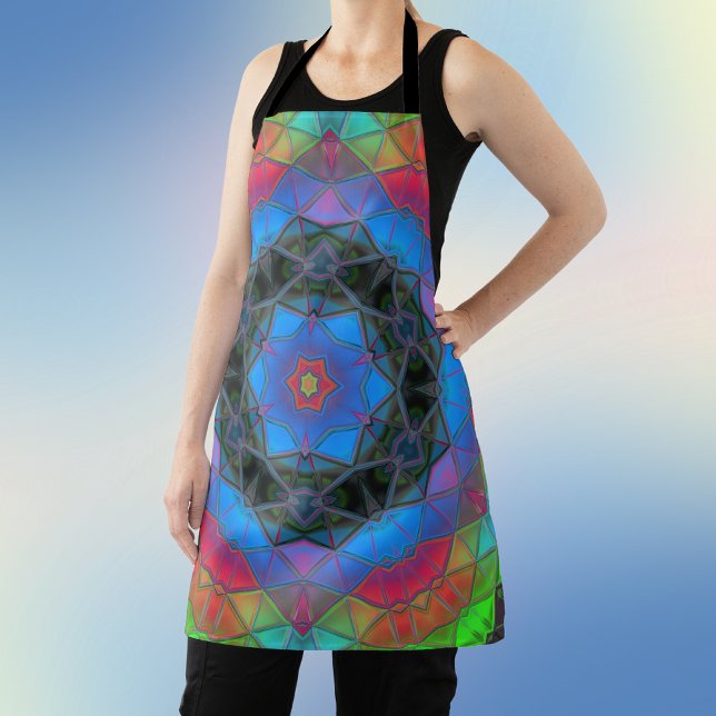 Mosaic Kaleidoscope Flower Rainbow Apron (Creator Uploaded)