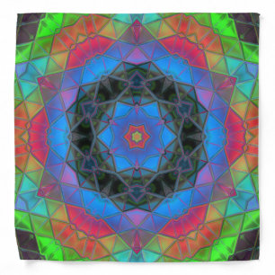 Mosaic Kaleidoscope Flower Rainbow Bandana