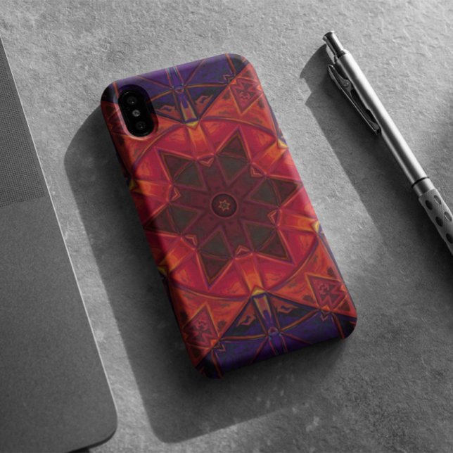 Mosaic Kaleidoscope Flower Red and Purple Case-Mate iPhone Case (Creator Uploaded)