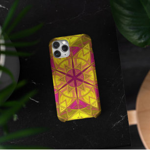 Mosaic Kaleidoscope Flower Yellow and Pink iPhone 11 Case