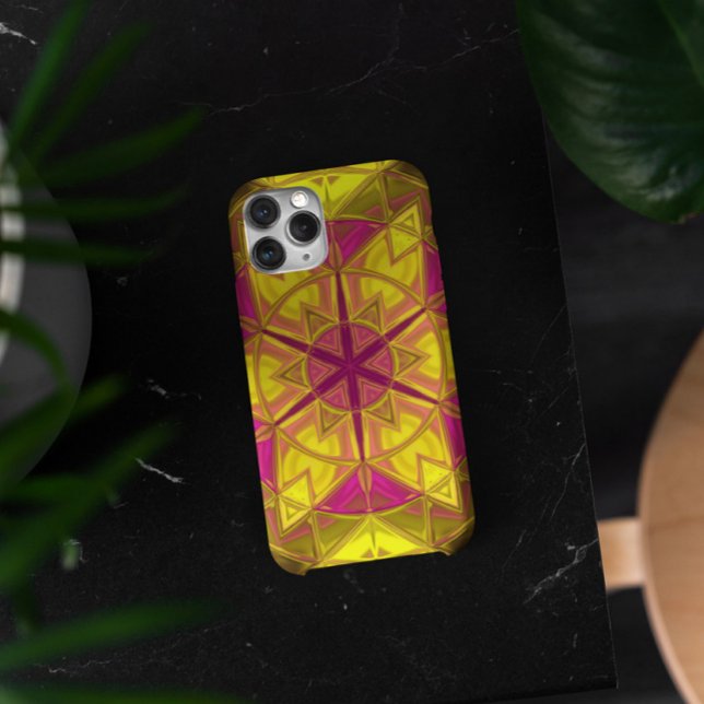 Mosaic Kaleidoscope Flower Yellow and Pink Case-Mate iPhone Case (Creator Uploaded)