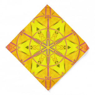 Mosaic Kaleidoscope Flower Yellow and Purple Bandana