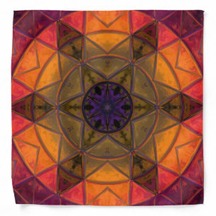Mosaic Kaleidoscope Flower Yellow and Purple Bandana