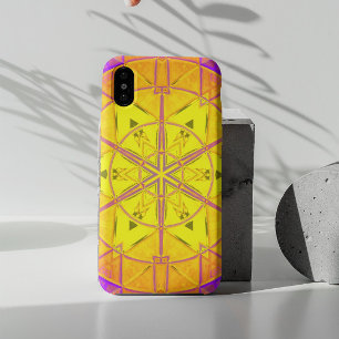 Mosaic Kaleidoscope Flower Yellow and Purple iPhone 11 Case