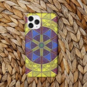 Mosaic Kaleidoscope Flower Yellow Blue and Orange iPhone 11 Case