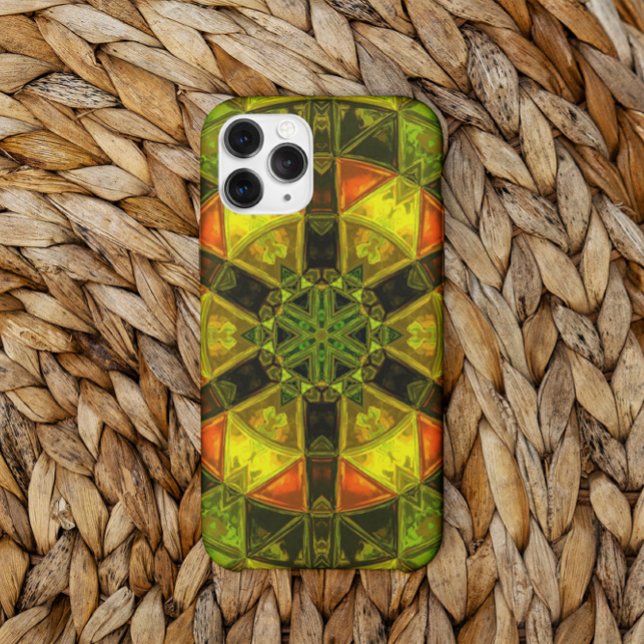 Mosaic Kaleidoscope Flower Yellow Green and Orange Case-Mate iPhone Case (Creator Uploaded)