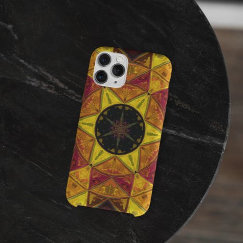 Mosaic Kaleidoscope Flower Yellow Red and Blue iPhone 11 Case