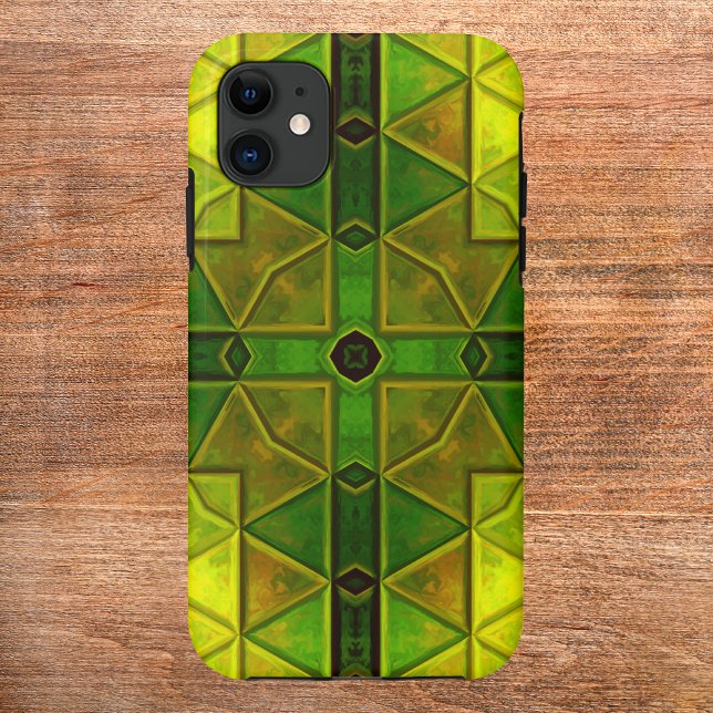 Mosaic Kaleidoscope Square Green and Yellow Case-Mate iPhone Case (Creator Uploaded)