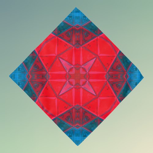 Mosaic Kaleidoscope Square Red and Blue Bandana