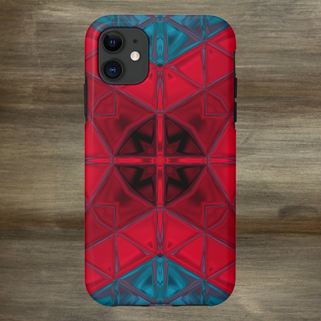 Mosaic Kaleidoscope Square Red and Blue Case-Mate iPhone Case (Creator Uploaded)