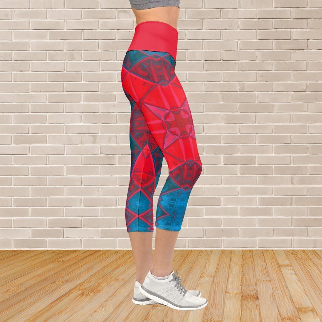 Mosaic Kaleidoscope Square Red and Blue Leggings (Creator Uploaded)