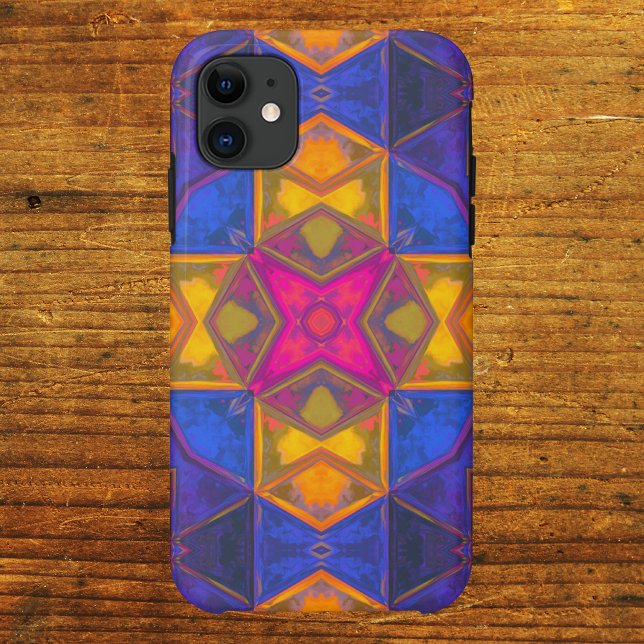 Mosaic Kaleidoscope Square Yellow Blue and Pink Case-Mate iPhone Case (Creator Uploaded)