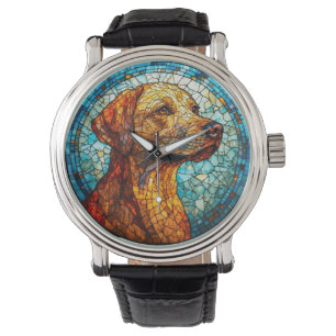 🌸 Mosaic Labrador Color Art Timepiece Home Style Watch