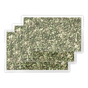 Mosaic layers in rough greenish sepia and sparkle acrylic tray