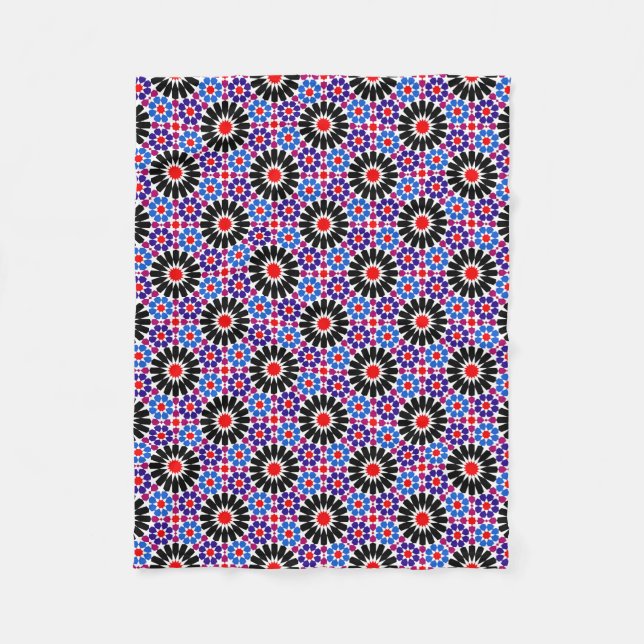 Mosaic Legacy: Andalusian Moroccan Zellige Art Fleece Blanket (Front)