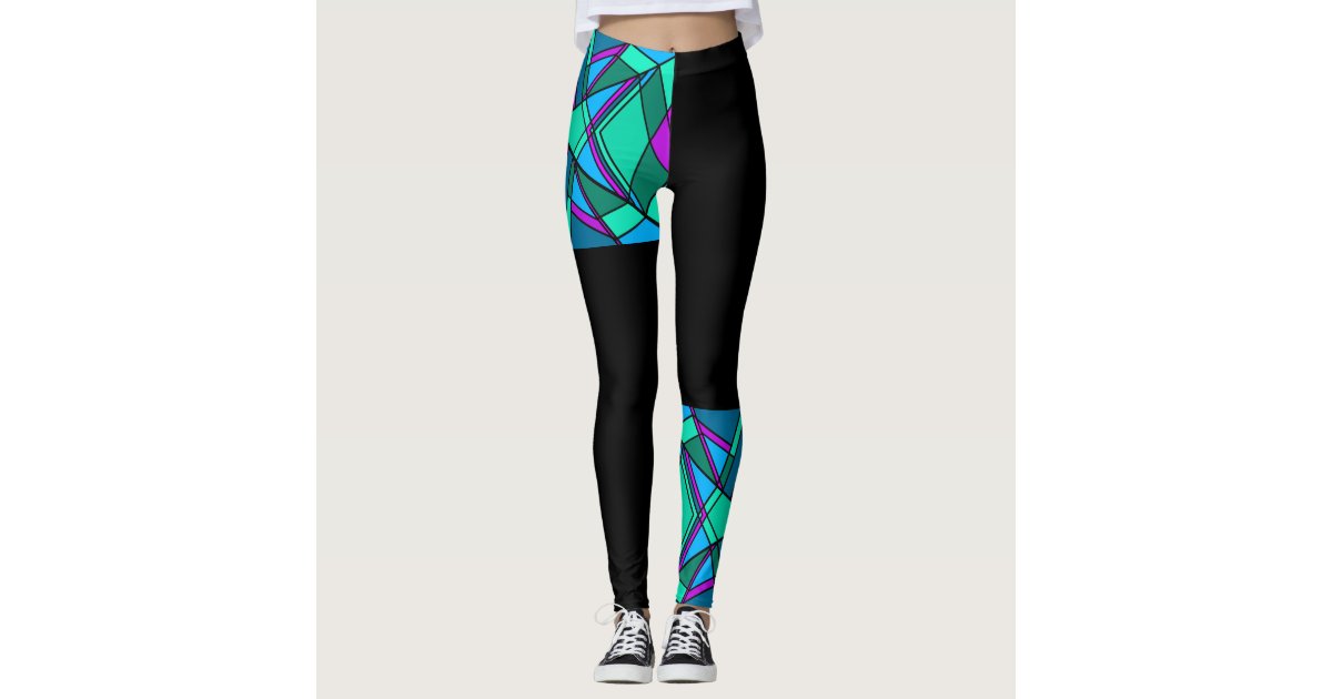 Purple tiles - mosaic, greek style, capri leggings, Zazzle