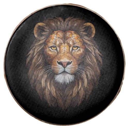 Mosaic Lion Portrait stained glass effect designer Chocolate Covered Oreo