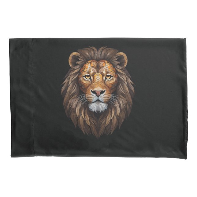Mosaic Lion Portrait stained glass effect designer Pillow Case (Front)