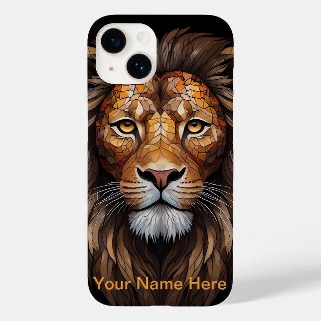 Mosaic Lion Stained Glass Portrait  Case-Mate iPhone Case (Back)