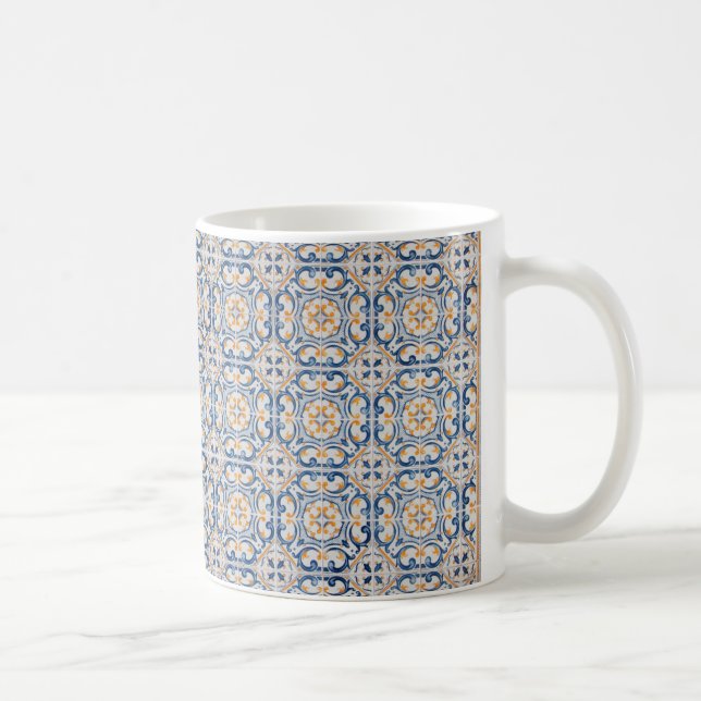 mosaic lisbon blue decoration portugal old tile coffee mug (Right)