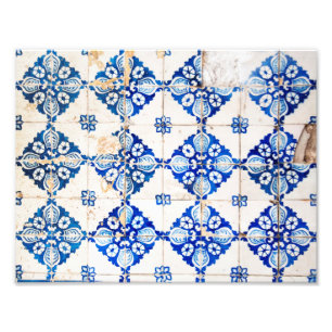 mosaic lisbon blue decoration portugal old tile photo print