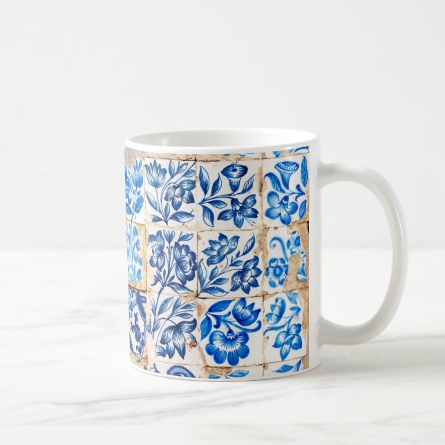 mosaic lisbon blue decoration portugal old tile po coffee mug (Right)