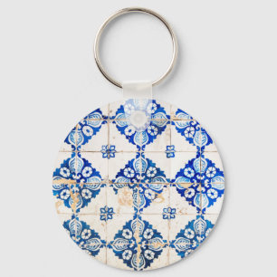 mosaic lisbon blue decoration portugal old tile po keychain