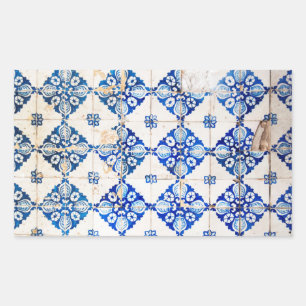 mosaic lisbon blue decoration portugal old tile rectangular sticker