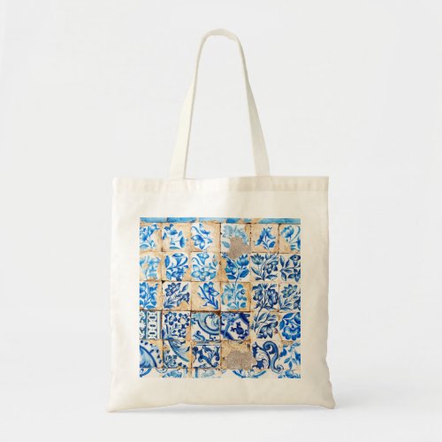 mosaic lisbon blue decoration portugal old tile tote bag