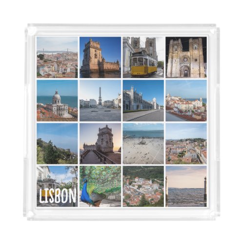 Mosaic Lisbon photos Portugal Acrylic Tray