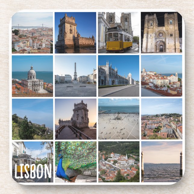 Mosaic Lisbon photos, Portugal Beverage Coaster (Front)
