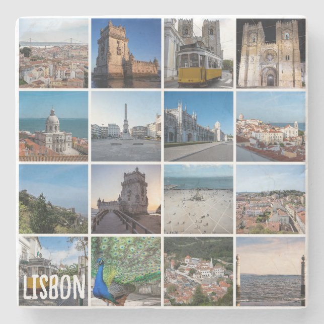 Mosaic Lisbon photos, Portugal Stone Coaster (Front)