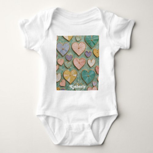 Mosaic Love Pastel Hearts Baby Bodysuit