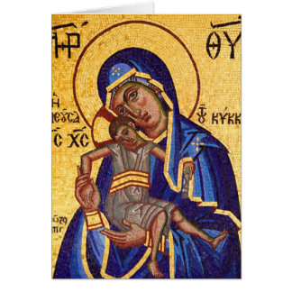 Mosaic Madonna & Child Icon, Blank Inside Cards