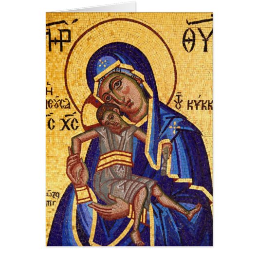 Mosaic Madonna & Child Icon, Blank Inside Cards (Front)