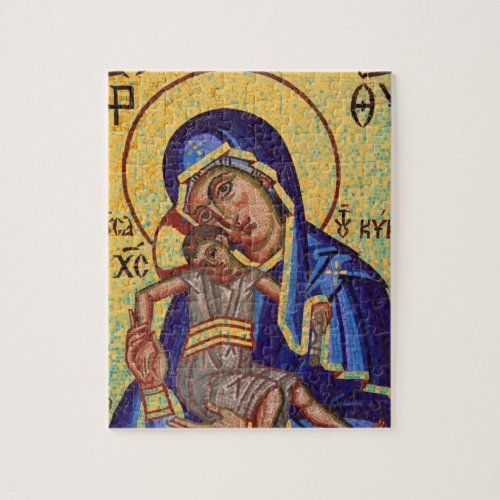 Mosaic Madonna  Child Icon Jigsaw Puzzle