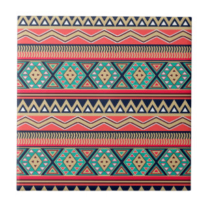 Mosaic Magic Tribal Stripe Pattern Ceramic Tile