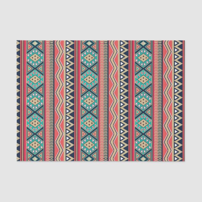 Mosaic Magic Tribal Stripe Pattern Tissue Paper (Front)