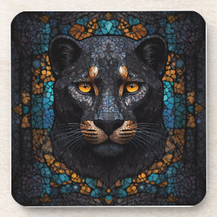 Mosaic Majesty: The Black Panther Beverage Coaster