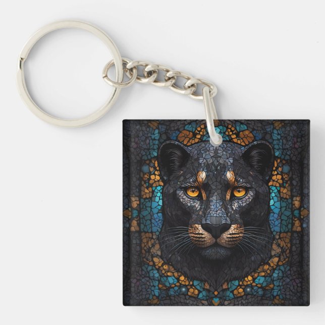 Mosaic Majesty: The Black Panther Keychain (Front)