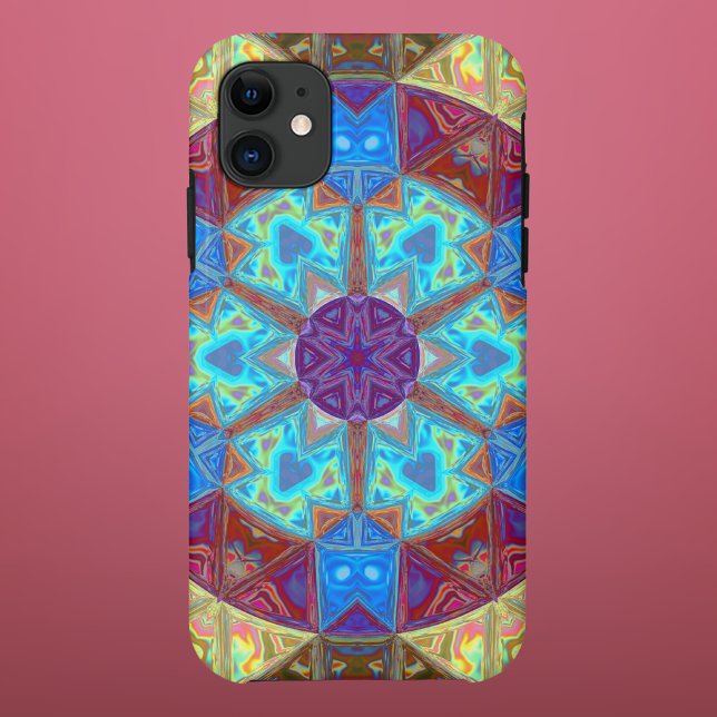 Mosaic Mandala Blue Pink and Yellow Case-Mate iPhone Case (Creator Uploaded)