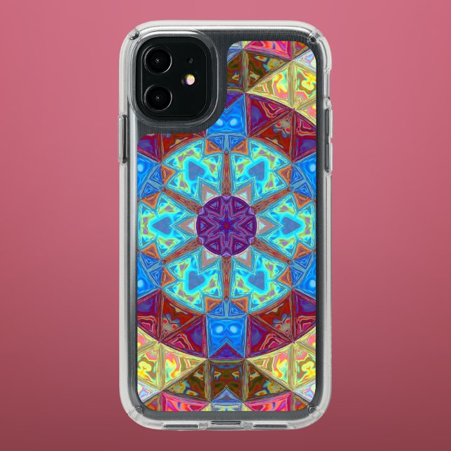 Mosaic Mandala Blue Pink and Yellow Speck iPhone 11 Case (Creator Uploaded)