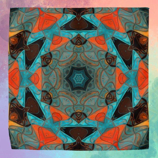 Mosaic Mandala Flower Blue and Orange Bandana (Creator Uploaded)