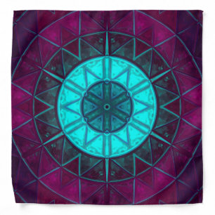 Mosaic Mandala Flower Blue and Purple Bandana