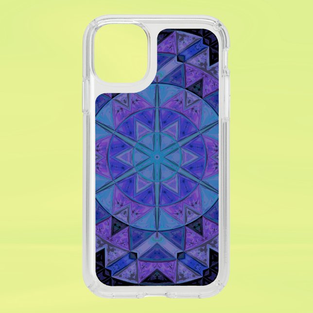Mosaic Mandala Flower Blue and Purple Speck iPhone 11 Case (Creator Uploaded)
