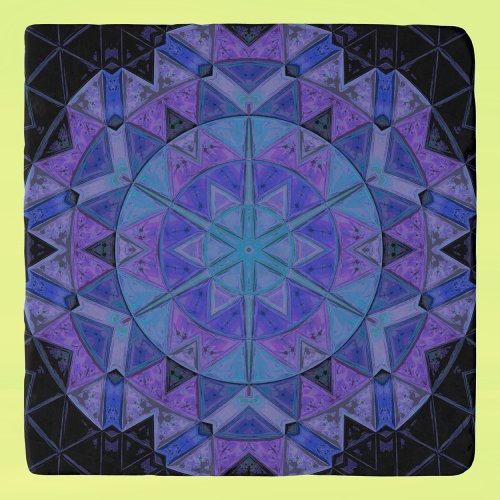 Mosaic Mandala Flower Blue and Purple Trivet