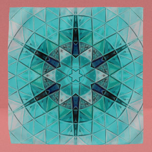 Mosaic Mandala Flower Blue and White Bandana