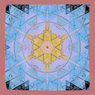 Mosaic Mandala Flower Blue and Yellow Bandana