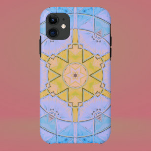 Mosaic Mandala Flower Blue and Yellow iPhone 11 Case
